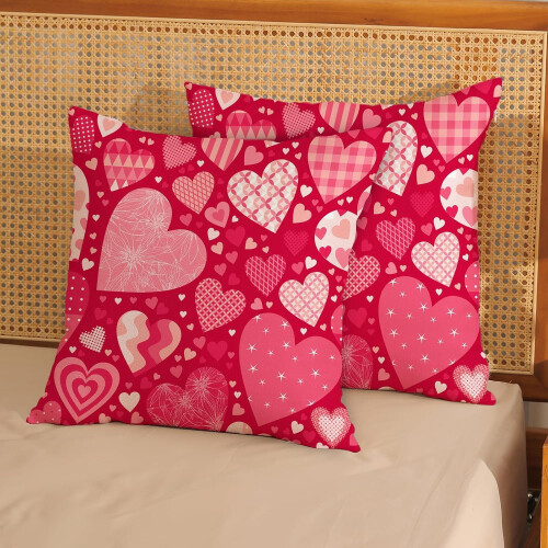 Conjunto de 2 capas de almofada de linho para o Dia dos Namorados, 50x50cm (20x20 polegadas). 1