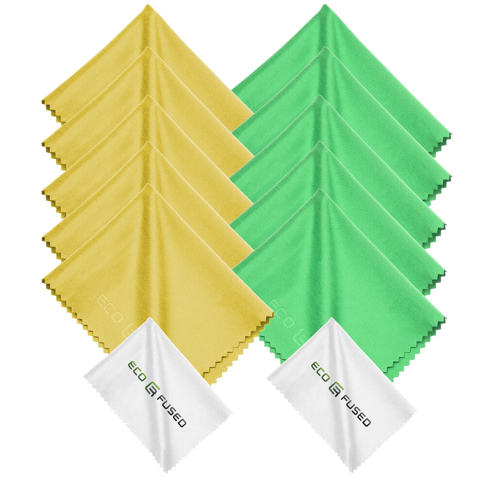 Eco-Fused Microfiber Cleaning Cloths - 12 Pack - Ideal For Cleaning Glasses, Spectacles, Camera Lenses, Ipad, Tablets, Smartphones, Iphone, Android P