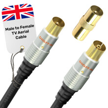 Male to Female TV Aerial Cable with Gold Plated Plugs | TV Antenna Wire for Digital and Analogue Signal Transmission (1m)