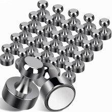 Lot de 25 aimants noirs brillants pour réfrigérateur – Aimants puissants à punaises pour réfrigérateur, tableau blanc, bureau, tableau blanc