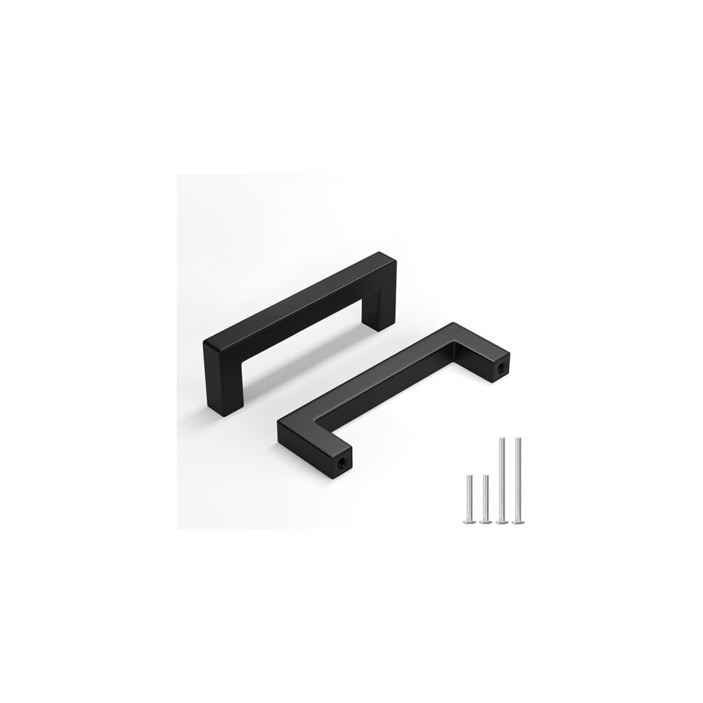 30-Pack 3" Matte Black Cabinet Pulls, Stainless Steel, 76Mm C-C, Square Bar Hardware, Compatible With Standard Cabinets 9130661704526