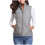 Vest for Women Winter Fall Basic Button Vest Solid Keep Warm Sleeveless Jacket with Pocket,Gray 1