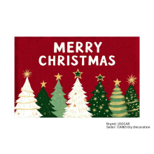 Merry Christmas Tree Design Linen Table Mats Set of 4 for Home Kitchen Table Decor 12x18 inch