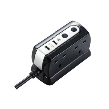 Masterplug Heavy Duty Four Socket Surge Protected Extension Lead with 2 USB Ports, 2 Metre, Black