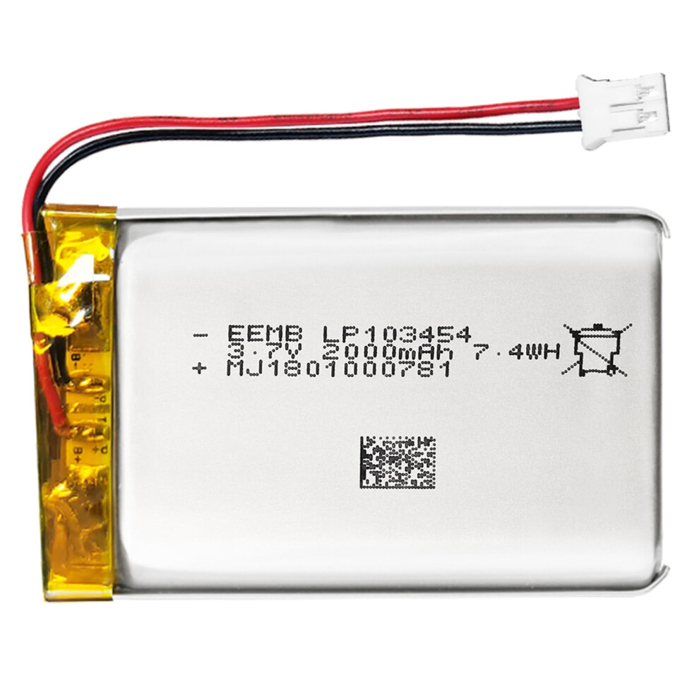 Eemb Lithium Polymer Battery 3.7V 2000Mah 103454 Lipo Rechargeable Battery Pack With Wire Jst Connector For Bluetooth Speaker And Dashcam-Confirm Dev 5007131676796