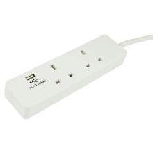 Mercury | 2 Gang Extension Lead USB Charging | 2 Metre