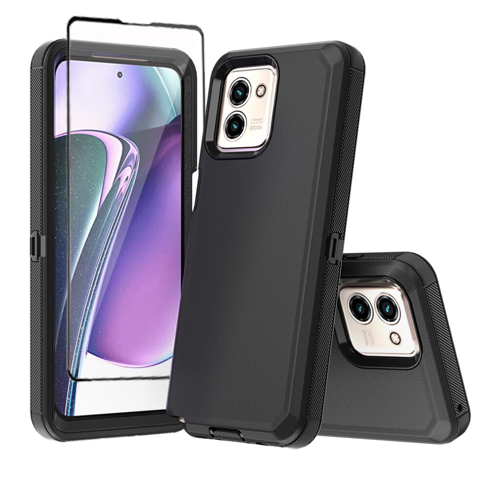 Xhy Moto G Stylus 5G 2023 Case With Screen Protector, Military-Grade 3-In-1 Shockproof Armor Â Black 9130661705288