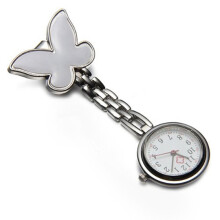 Nurses Clock Heart rate monitor pocket watch quartz butterfly motive white
