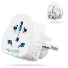World To EU Travel Adapter (2 Pack) | UK, US, Australia To Europe Plug Adapter | 2x MyTravelPal Universal Plug Adapters For Use France, Germany, Spa