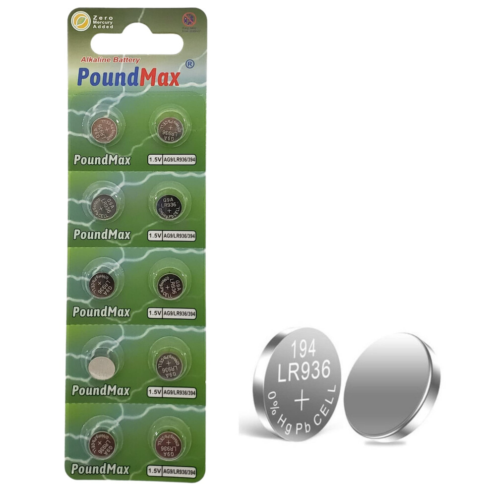 Photos - Battery 10 X AG9 394 LR45 LR936 SR936W SR936 1.5v PoundMax ALKALINE BUTTON CELL 