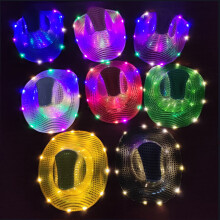 Sombrero vaquero con luz LED, estilo retro western, luminoso, disponible en 9 colores, ideal para fiestas navideñas, discotecas, actuaciones y