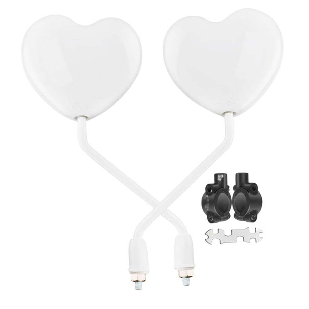 Motorcycle Heart Shaped Rearview Mirror Convex Mirrors Wide View Left Right Professional For Enhanced Visibility Replacement White 9170372929092