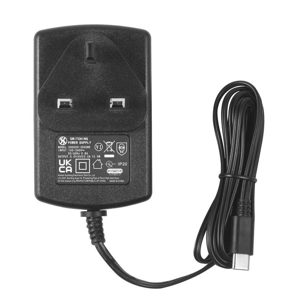 Security-01 Ac To Dc 5V 3A Power Adapter Supply, Plug Usb C Grey 13226978