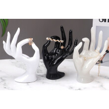 Soporte expositor de joyería con forma de mano para pulseras, collares, anillos y relojes; compatible con la organización del hogar y ferias