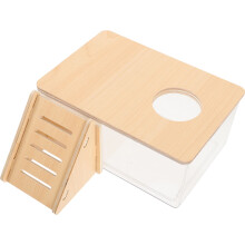 OUNONA Beige Acrylic Hamster Sand Bath Box Transparent Cage Accessory for Small Pets