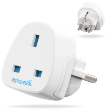 UK To Europe Plug Adapter (2 Pack) | 2 x MyTravelPal European EU Travel Adaptors | For Use in France, Germany, Portugal, Greece & Most of Europe | T