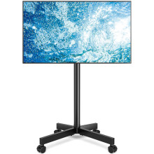 RFIVER Mobile TV Stand on Wheels for 23-65inch LCD LED Flat/Curved Screen TVs, Height Adjustable Rolling TV Cart Portable Floor Stand Trolley up to 4