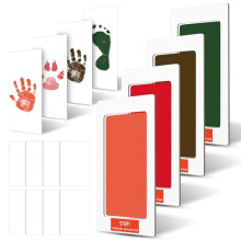 14-Pcs Paw Print Kit for Dogs – Inkless Pads & 10 Cards (3x5", 4 Colors), Compatible with Pet Memorial & Newborn Footprints
