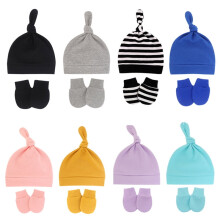Newborn Baby Hats and Mittens Set Infant Beanie Cap Toddler Gloves Newborn Hospital Hats for Baby Boy Girl 0-6 Months