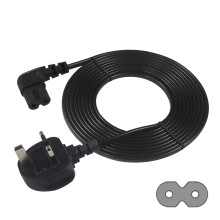 TV power cable - UK 3PIN Plug to Right Angled 90 Degree IEC C7 Figure 8 UK Plug mains Power Cable - Compatible for PS5, Xbox Series X, Smart LED T, S