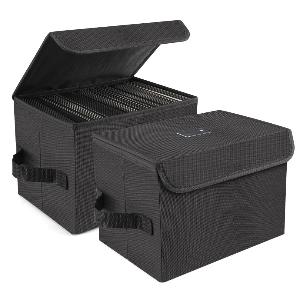 Alavisxf Xx 7" 45Rpm Vinyl Record Storage Box Foldable Stackable With Lid & Handle - Holds 120 Records - 7 Inch Vinyl Storage Box - 2 Pack 5005572710819