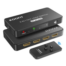 HDMI Switch 3 In 1 Out, HDMI Splitter 4K with Remote Auto Switcher Supports 4K 3D UHD, Multi Connector Splitter for PS5, PS4, PS3, DVD, Blu-ray, Xbox