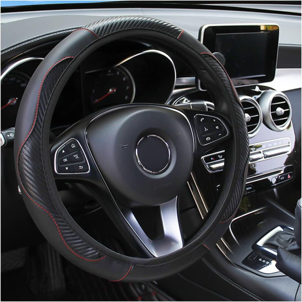 Steering Wheel Cover Carbon Fiber Pu Leather 15 Inch 952399317163