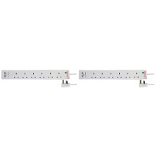 Pro Elec PEL00112 6 Way 2 USB Surge Protected Extension Lead, 1 m, White (Pack of 2)