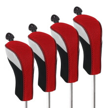 4pcs/Set Long Neck Golf Hybrid Club Head Covers Interchangeable, Mesh Golf Hybrid Club Head Covers, Red