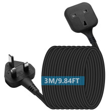 1 Way Gang Extension Lead 3 Meter Single Socket 13A, Fireproof Materials Pure Copper Wire Maximum Power 3250W, Single Plug Extension Lead Heavy Duty