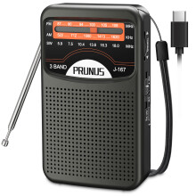 PRUNUS J-167 AM/SW/FM Small Radio Portable with Rechargeable Battery, Excellent Reception, Mini radio with USB-C Charging, Support for Headphone Jack