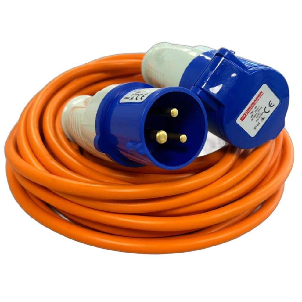 Crusader Products 10M Extension Lead Cable - Heavy Duty, 240V 16Amp Camping Caravan Hook Up Cable Orange High Vis Orange Mains Power - Perfect For Ca 91677600
