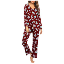 2025 2-delige damespyjamaset met lange mouwen, comfortabele loungewear, zachte loungeset, huiskleding, maten S-3XL