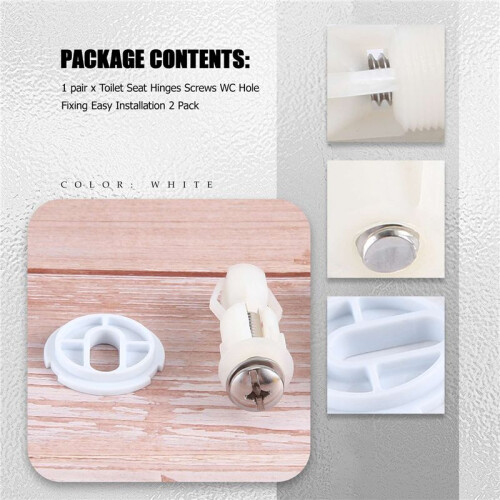 Toilet  Hinges Screws WC Hole Fixing Easy Installation 2 Pack 2