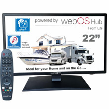 Unispectra 22” 12v Smart TV (webOS) ELED Full HD 240v 24v 12v TV Freeview & SAT Tuner, 3x HDMI, 2x USB, Magic Remote. 12V TVs for Motorhomes, Campe