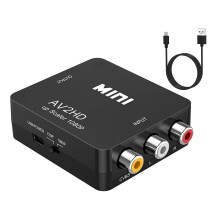 ZZOSRDR RCA to HDMI Adapter, AV to HDMI Converter, 1080P Mini RCA Composite CVBS AV to HDMI Video Audio Converter Adapter Supporting PAL/NTSC for PC