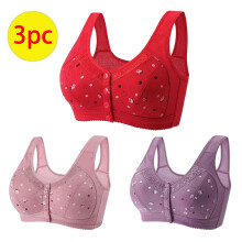 3PC2025BH's voor oudere vrouwen, BH met knoopsluiting aan de voorkant, comfortabele slaap-BH met drukknoopsluiting, comfortabele sport-BH met