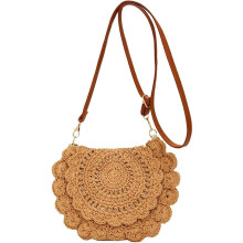 Umhängetasche aus gewebter Baumwolle, Strandtasche, Sommer-Strohclutch für Damen, kleine Hobo-Tasche