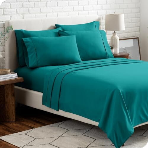 Ensemble de draps en microfibre Queen, 6 pièces, poches profondes 1