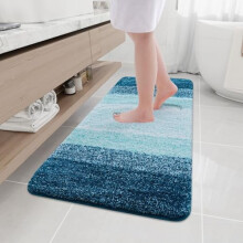 Mikrofiber Shaggy Badetæppe Skridsikkert 47x20 tommer Påfugleblå