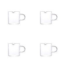 4pc 100ml Double Spout Clear Glass Cup with Handle, Shot Glasses & Milk Cup, Heat-Resistant Borosilicate Glass Accessories for Coffee Machine,4oz