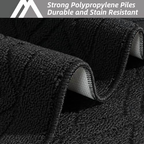 Kitchen Rug Mat Polypropylene 48x20 Inch 2 Pieces Black 1