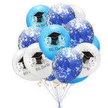 Lot de 10 ballons en latex de 30 cm (12 pouces) avec inscription « We Did It » et confettis, pour une fête de remise de diplômes.