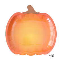 Piatti di carta a forma di zucca per il Ringraziamento, confezione da 10 pezzi, 23 cm, ideali per feste e dessert. Stoviglie usa e getta per