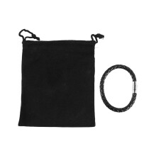 LäDerarmband i Rostfritt StåL, FläTat LäDerarmband, för MäN Kvinnor, Svart - Bredd 6 mm - LäNgd 18 cm