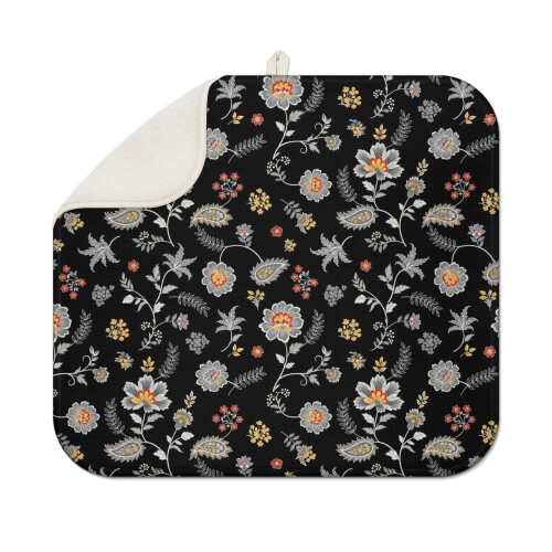Floral Print Kitchen Dish Drying Mat Microfiber 16x18 Inch