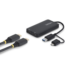 StarTech.com Dual Monitor Adapter for M1/M2/M3/M4 macOS Systems, Windows, ChromeOS. Thunderbolt, USB 3.0 or USB-C HDMI Splitter Extended Display, 4K3