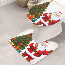 Ensemble tapis de bain et tapis de toilette PRETXORVE pour Noël – Fausse fourrure, lavable, antidérapant, compatible avec la décoration de salle