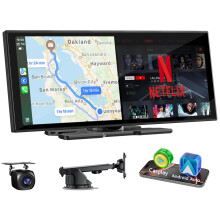 Accfly 11'' Car Play Screen Built-in Netflix, YouTube Apps, Wireless Car Tablet for Apple Carplay & Android Auto,HD 1920 * 720,60FPS,HD Backup Camera