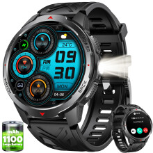 Military Smart Watch Men Fitness Tracker: 1.8" HD Touch Screen 1100mAh Battery for iPhone Android 3ATM Waterproof Blood Oxygen Heart Rate Monitor Ans